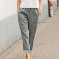 thumbnail image 2 of Oksale Casual Pants for Women Summer 2026 Rolled Up Hem Petite Pants with Pockets Elastic Waisted Straight Leg Ankle Trouser Gray XL, 2 of 6