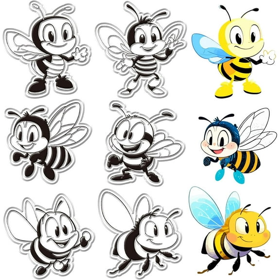 1 Sheet Bees Clear Rubber Stamps Bee Seal Clears Stamp for Cards Making Transparent Silicone Sealing DIY Diary Scrapbooking Journaling Photo Album Calendars Envelopes Decor Cute Reusable Crafts