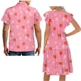 thumbnail image 5 of Uorisanigo Red Strawberry Couple Matching Outfit Mens Button Down Shirt Size 6XL Lightweight Hawaiian Shirts Workwear and Womens Short Sleeve Dress with Pocket for Summer Spring, 5 of 7