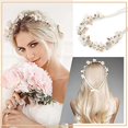 thumbnail image 3 of Diadema nupcial con perlas artificiales y flores para dama de honor - Accesorio para el cabello para niñas y mujeres ER, 3 of 5