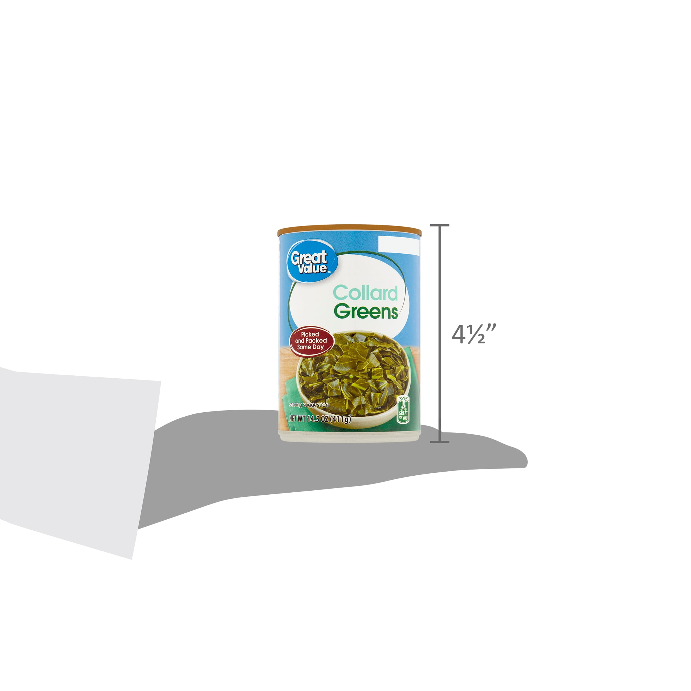 (12 pack) Great Value Canned Collard Greens, 14 oz