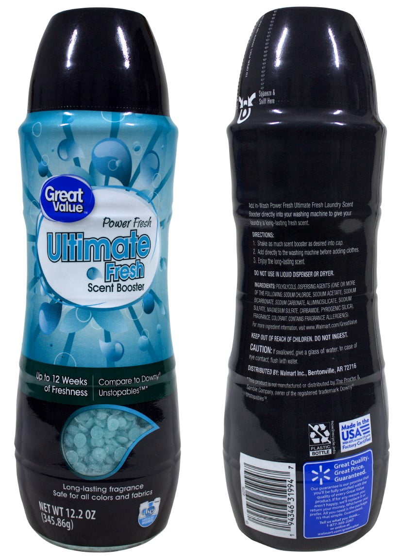 Great Value Ultimate Fresh Scent Booster, Power Fresh, 12.2 oz, Compare to Downy Unstopables