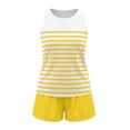 thumbnail image 7 of Mifsaly Womens Short Sets 2 Piece Outfits Summer Athletic Sets Women Striped Tank Tops And Drawstring Waist Shorts Yellow,L, 7 of 7