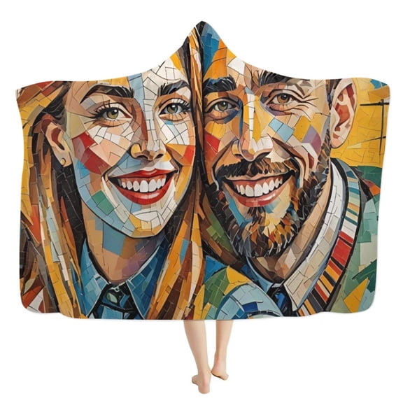 Upgraded Custom Photo Blanket Personalized Hooded Blanket Wearable Blanket Super Soft Fleece Blanket Travel Wrap Blanket R