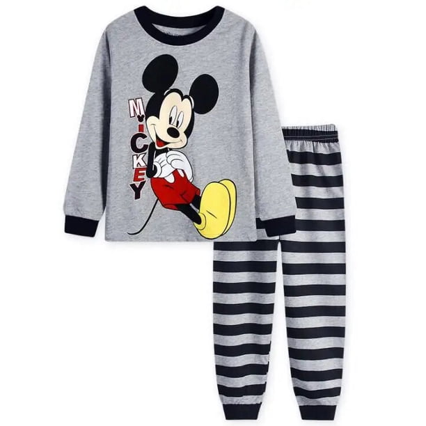 Pijamas de manga larga para niños y niñas, ropa de dormir de algodón de Mickey, conjuntos de ropa para bebés, novedad de 2023