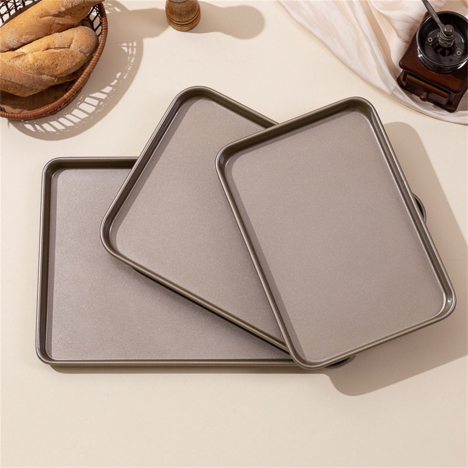 Carbon Steel Baking Tray Nonstick Cookie Sheet, Oven-Safe Rectangular Pan for Even Heating & Commercial Cooking