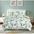 thumbnail image 2 of Chezmoi Collection Allery 7-Piece Floral Botanical Comforter Set Full, Floral Embroidery Multicolor Soft Pastel Green White Floral Leaves Printed Microfiber Lightweight Bedding Set, 2 of 9