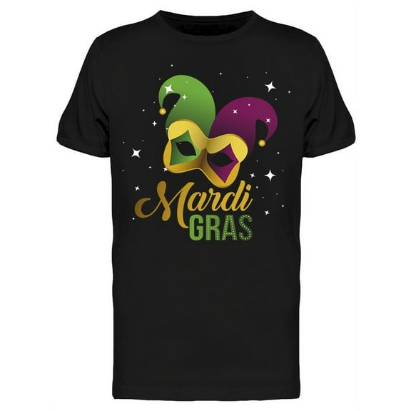 Mardi Gras. Mask And Jester Hat T-Shirt Men -Image by Shutterstock, Male XX-Large
