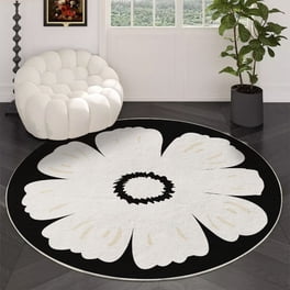 Fouriding Tapis Rond Couleur Pure Tapis de Sol Chambre Salon Salle de Bain Cuisine Enfant Moderne Antidérapant Décor Maison Bleu 80CM