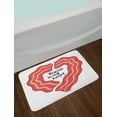 thumbnail image 2 of Bacon Bath Mat, Yummy Delicious Fried Bacons in Heart Shape Form with Bacon in My Heart Message Print, Plush Bathroom Decor Mat with Non Slip Backing, 29.5" X 17.5", Multicolor, by Ambesonne, 2 of 2