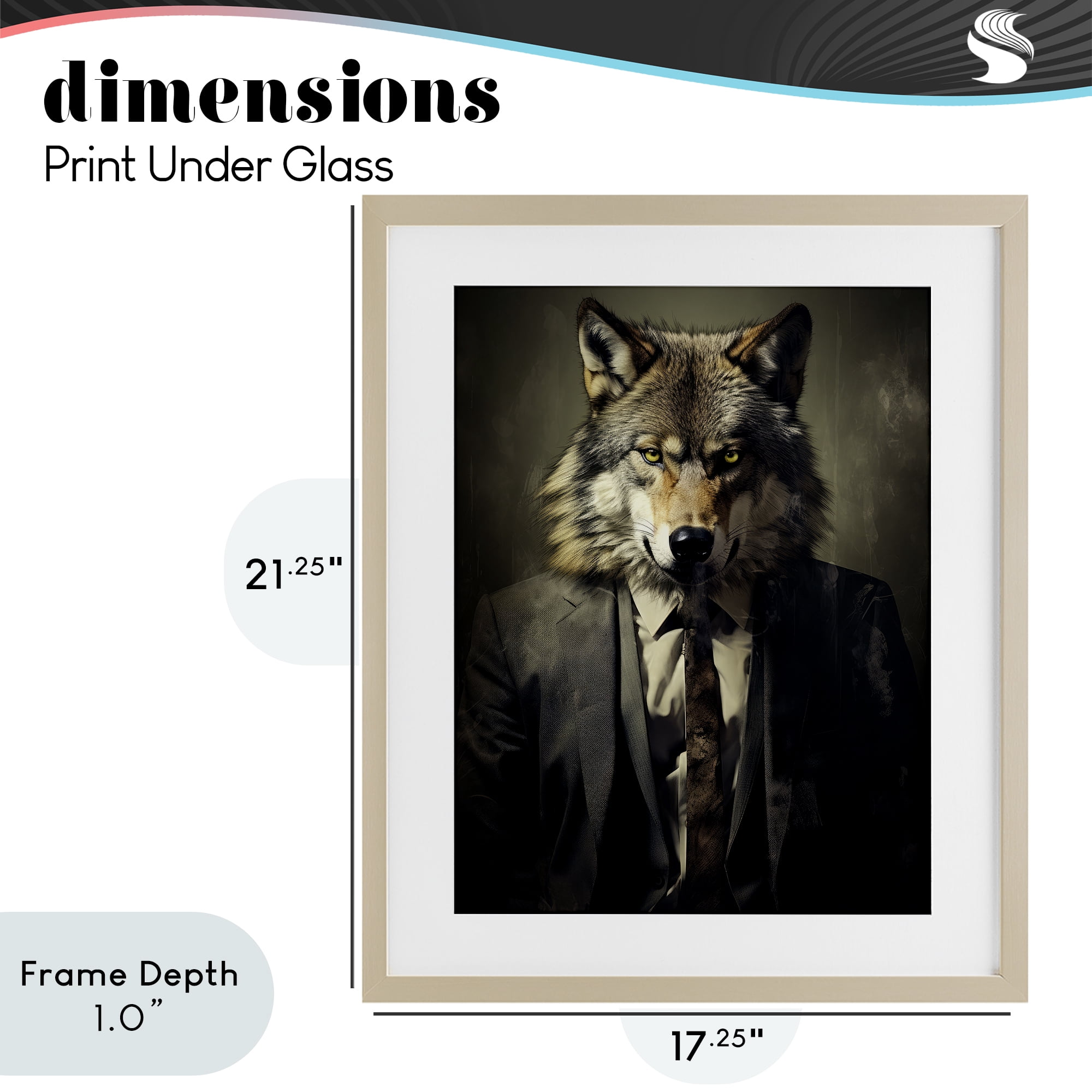 Stupell Industries Fancy Wolf in Suit Birch Framed Print Under Glass, design by Ray Powers