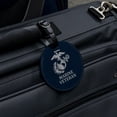 thumbnail image 5 of Marine Veteran USMC White on Blue Officially Licensed Round Leather Luggage Card Suitcase Carry-On ID Tag, 5 of 8