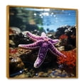 thumbnail image 2 of Designart "Photo of Beachside Starfish and Coral II" Coastal Framed Wall Art - Purple Coastal Beach Living Room Framed Canvas Art, 2 of 6