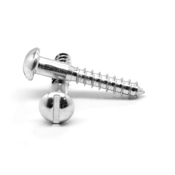 #14 x 1" Wood Screw Slotted Round Head Low Carbon Steel Zinc Plated Pk 1000