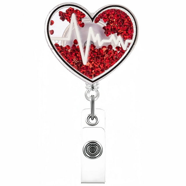 Bobine de Badge Rétractable Pailleté Accessoire à Languette Scintillante Porte-Badge Acrylique Réutilisable Porte-Cartes d'Identité avec Clip pour Travail École Événements Fêtes et Plus Guirlandes de Porte Décorations pour Noël Chaîne
