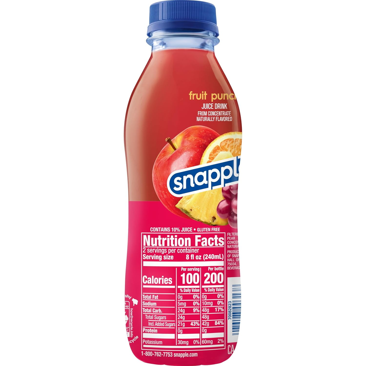 Snapple Fruit Punch All Natural Fruit Juice Drink ,Gluten Free 16 fl oz Plastic Bottles, 16-Pack