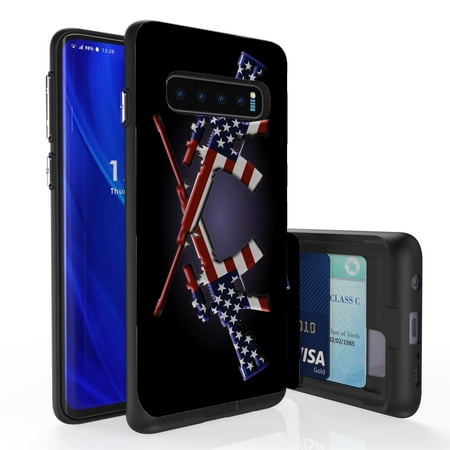 Galaxy S10 Case, PimpCase Slim Wallet Case + Dual Layer Card Holder For Samsung Galaxy S10 [NOT S10e OR S10+] (Released 2019) American (Best Bullpup Rifle 2019)