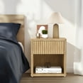 thumbnail image 5 of BCBYou Fluted Nightstand Set of 2, 22.7" Wide Bedside Table with Drawer and Storage, Mid Century Modern Wood End Table, Large Night Stand for Bedroom, Living Room, 5 of 7