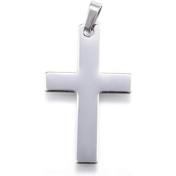 1 Pcs Cross Pendant Charms Tarnish Resistant 304 Stainless Steel Pendants Latin Cross Stainless Steel Color Metal Charms Pendant for Women Birthday Festival Elegant Gifts Personalized Jewelry grey