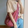 thumbnail image 6 of Yucurem Canvas Striped Fashion Crossbody Bag Women Boho Handbag Hippie Bag (Red) Fashion shoulder bag (D), 6 of 9