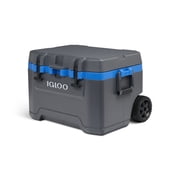 Igloo 52 QT Overland Ice Chest Cooler with Wheels, Gray and Blue