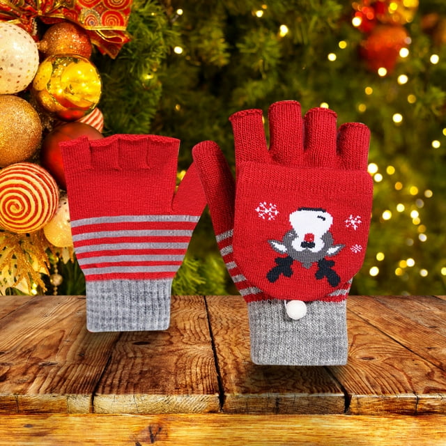Gants Rouges Mitaines Dames Gants Noël Hiver Chaleur Épaississement Adulte Cinq Doigts Gants Tricotés