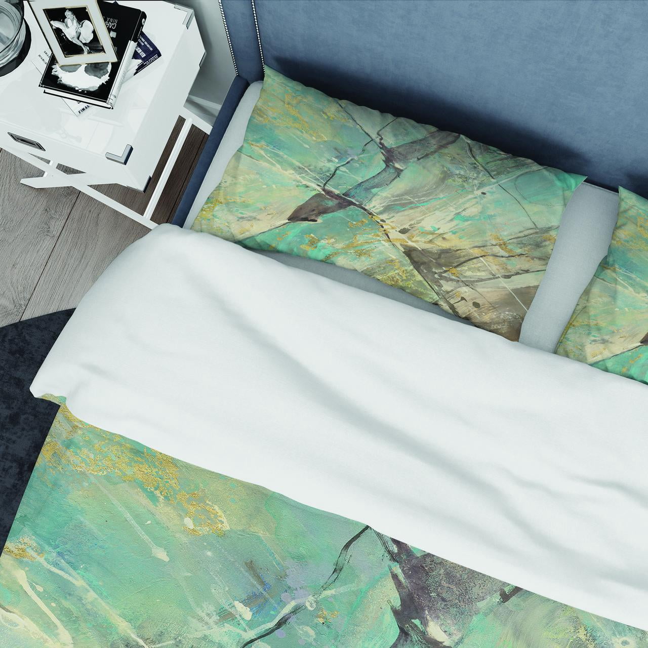 Designart 'Mineral Landscape in Blue, Cream and Brown' Geometric Duvet Cover Set