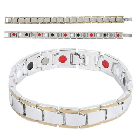 Magnetic Bracelet, Elegant Titanium Magnetic Therapy Bracelet Pain Relief for Arthritis and Carpal Tunnel, Silver / Gold