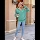thumbnail image 5 of Sudadera de Lana Extragrande con Capucha y Colores Contrastantes para Mujer, de Punto, con Cuello en V, Informal, con Bolsillos Verde XL, 5 of 8