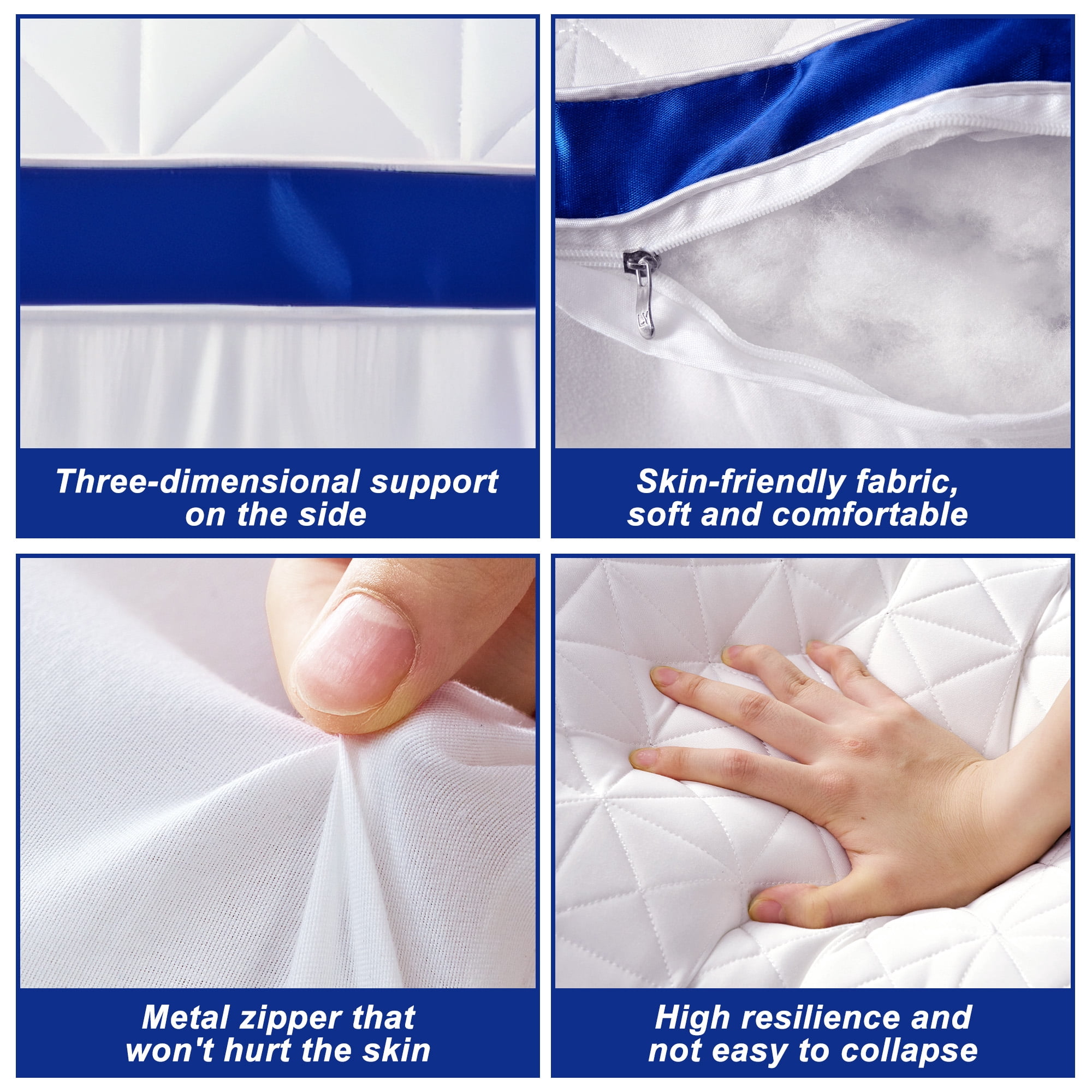 Pillows Set of 2, Soft Bed Pillows Standard, Gusseted Quilted Hotel Pillows for Side, Back or Stomach Sleepers
