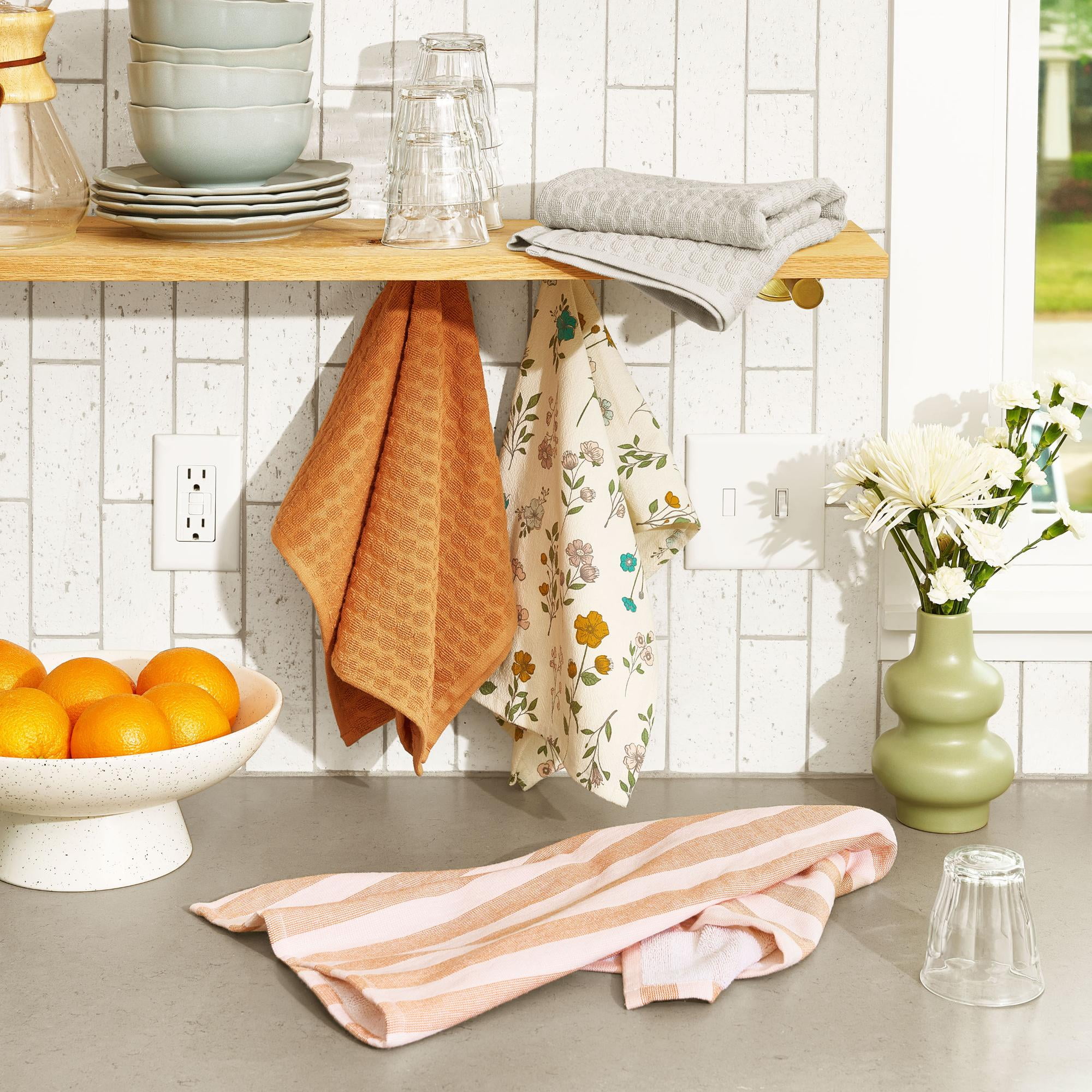 Beautiful Botanical 4-Piece Kitchen Towel Set by Drew Barrymore, Multiple, 30"W x 20"L