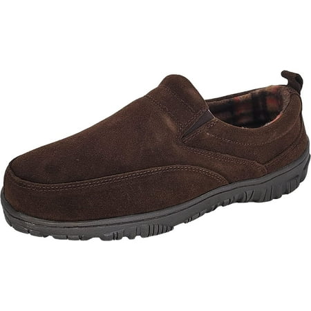 

Clarks Mens Slipper with Suede Leather Upper SAB30194A - Closed Back with Double Gore and Removable Insole - Indoor Outdoor House Slippers For Men 7 M US Dark Brown