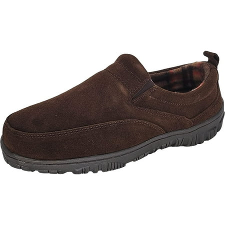 

Clarks Mens Slipper with Suede Leather Upper SAB30194A - Closed Back with Double Gore and Removable Insole - Indoor Outdoor House Slippers For Men 8 M US Dark Brown