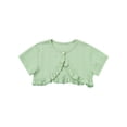thumbnail image 4 of vastwit Baby Girls Knit Cardigan Short Sleeve Single Button Ruffle Dress Cover Up Green 2-3, 4 of 7