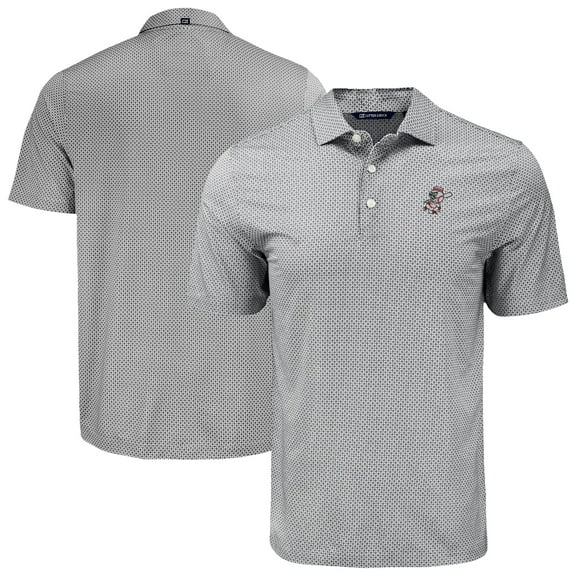 Men's Cutter & Buck Black Cincinnati Reds Big & Tall Pike Eco Diamond Dot Print Polo
