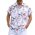 thumbnail image 2 of BUWTTER Mens Shirts Floral Print Short Sleeve Summer Casual Lightweight Breathable Button Down Beach Shirts Light Pink L, 2 of 8