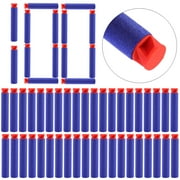 100Pcs Soft Bullet Flat Soft Head Foam Bullets for Nerf N-strike Elite Series 2.83"x0.51"inch/ 7.2c*1.3cm - Red Head + Blue