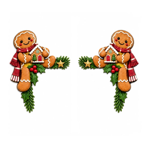 2PC Christmas Peekaboo Door Frame Corner Decor Wooden Door Topper Sign, Christmas Decor