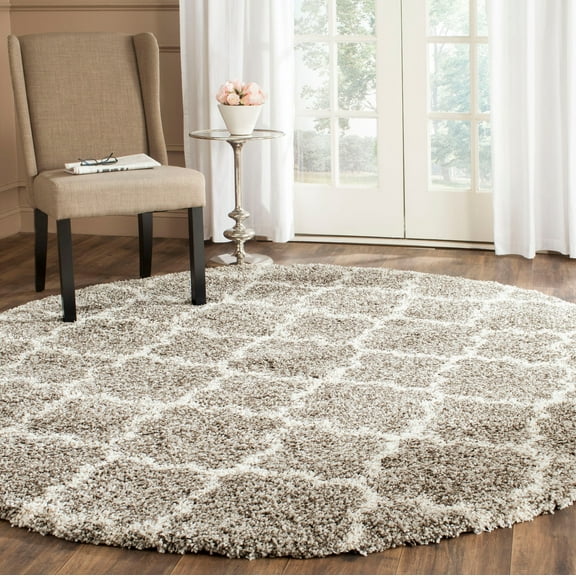 SAFAVIEH Hudson Jaye Geometric Shag Area Rug, Grey/Ivory, 5' x 5' Round