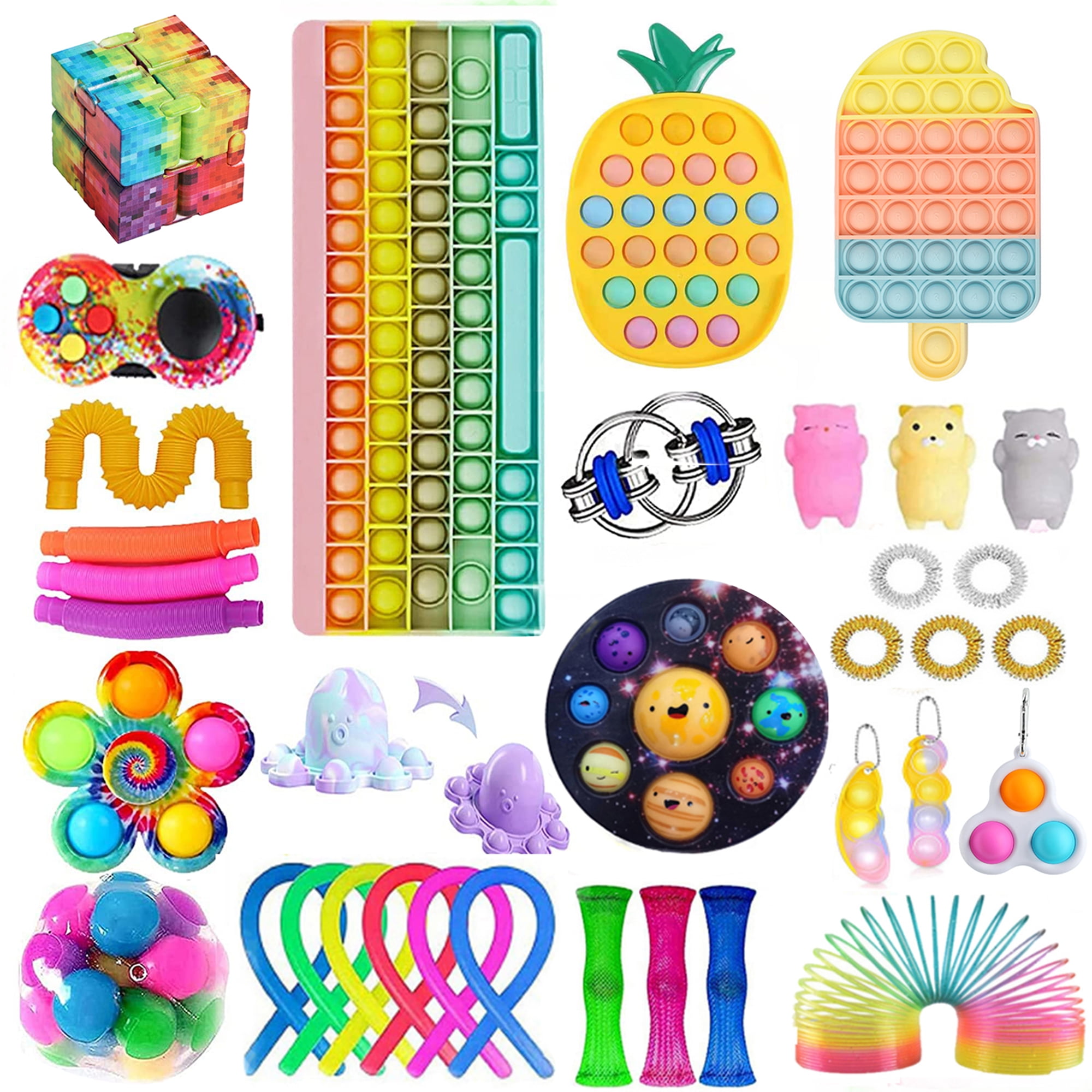 43Pcs TIK Tok Fidget Toys Pack,Cheap Sensory Fidget Toys Push Bubble