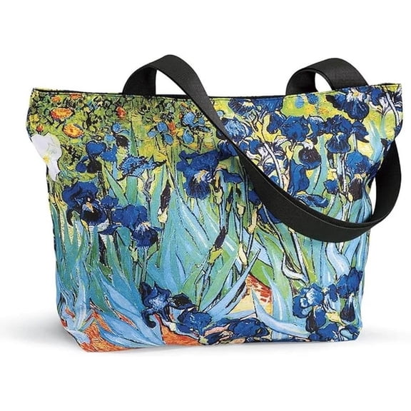 Iris Garden Tote Bag for Women, Shoulder Bag with Top Zipper Closure, Lightweight, Reusable
