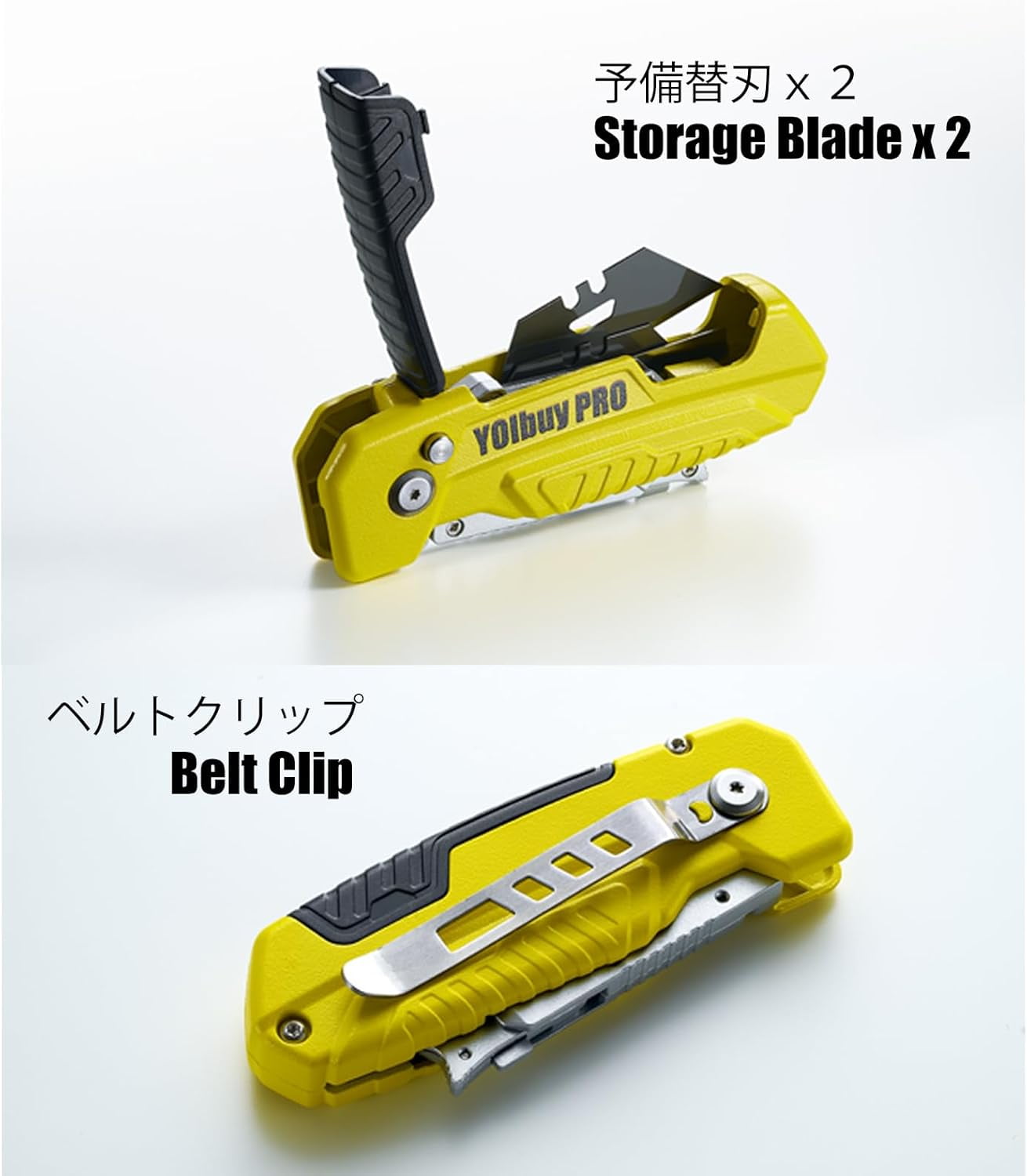 Foldable Utility Knife with Scraper Function, Holds 2 Replacement Blades, Zinc Alloy Body, 2 Replacement Blade