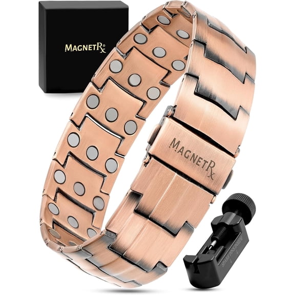 Copper Bracelet for Men Band with Fold-Over Clasp and Adjustable Links (Legacy)