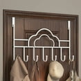 thumbnail image 4 of Oggfader Over the Door Hooks 7 Hook - No Drill Damage Free Metal Door Organizer, White Non-Slip Coat Hangers for Entryway Bathroom Bedroom Space Saving, 4 of 5
