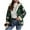Army Green, variant on Womens Winter Sherpa Fleece Lined Jackets Fashion Casual Plaid Printed Full Zip Hooded Coat Loose Comfy Long Sleeve Warm Fuzzy Outerwear for Women