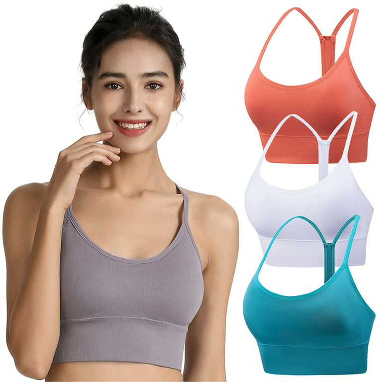 Valcatch 3 Pack Womens Sports Bra Wirefree Seamless Padded Racerback Yoga  Bra for Workout Gym Activewear with Removable Pads 