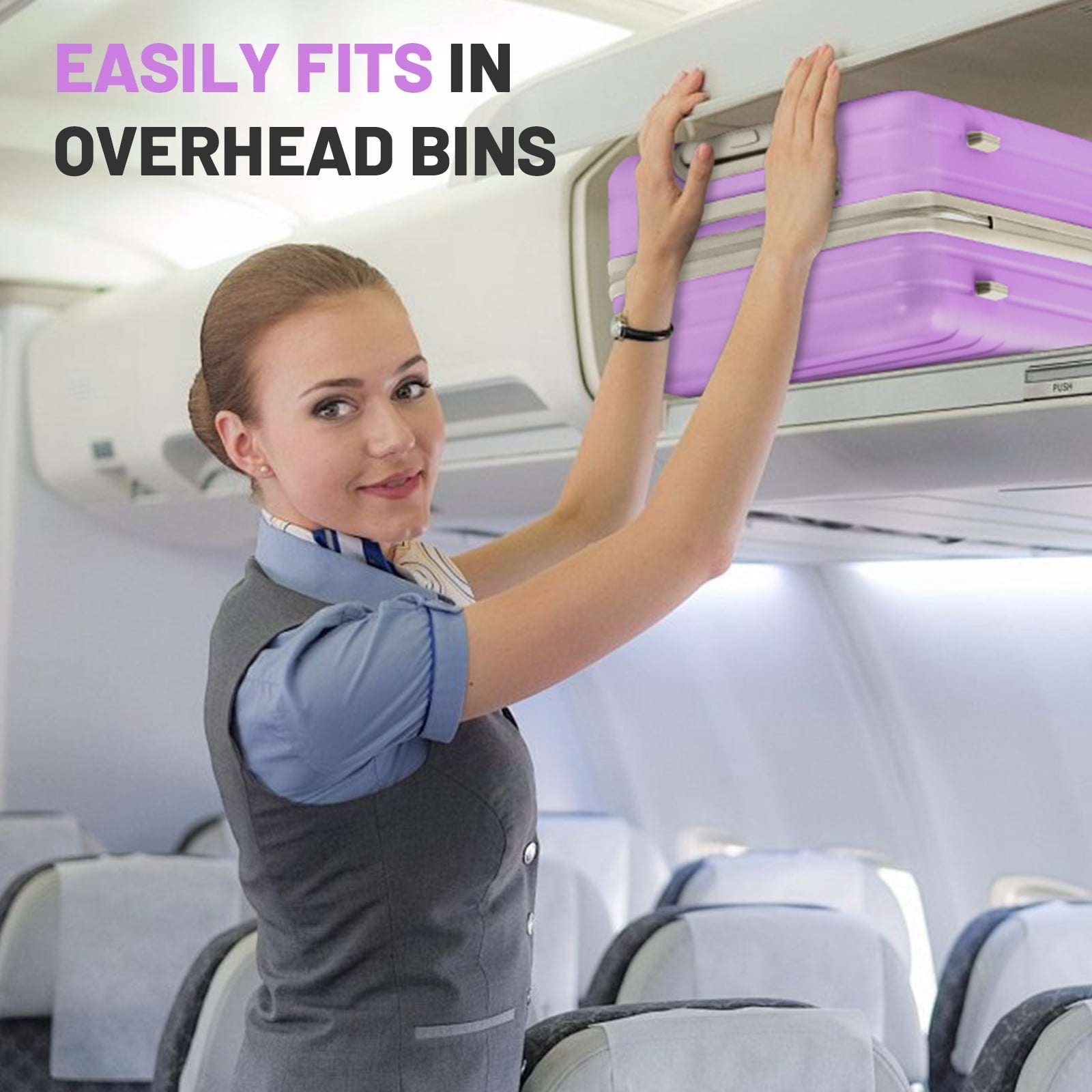 Zimtown 3 Piece Luggage Set, Carry on Suitcase Sets Hardside Lightweight Spinner with TSA Lock, Purple