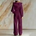 thumbnail image 4 of Women Corduroy Jumpsuit Hooded Zip up Elastic Waist Wide Leg Loose Oversized Soft Casual Overalls with Side Pockets XXL, 4 of 7