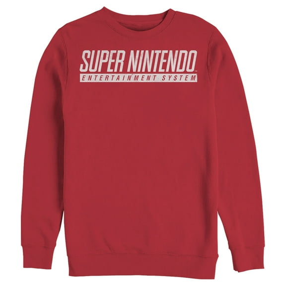 Men's Nintendo Super NES Text Logo  Sweatshirt Red Small