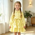thumbnail image 2 of WXFAZCVU Girls Dresses Lapel Long Sleeved Button Down Shirt Dress Back to School Outfits Size 3-4 Years, 2 of 4